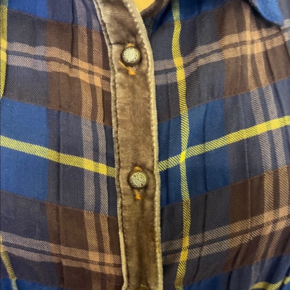 Aratta Silent JourneyPlaid Tunic Shirt dress . Sheer embroidered back Lg - Picture 6 of 14